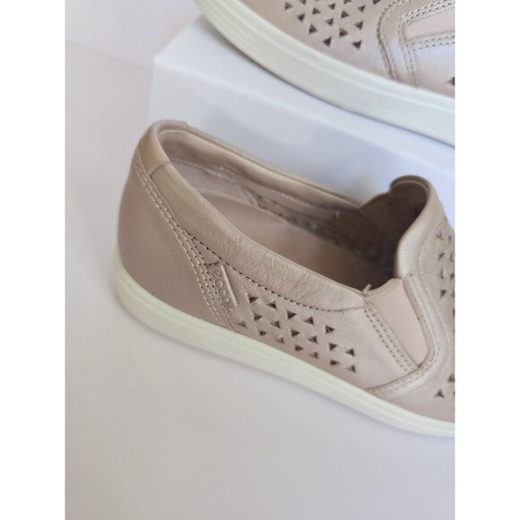 Ecco Soft 7 Laser Cut Slip On Blush Pink Loafer Leather Womens Shoes Size 6 37 - Picture 3 of 11
